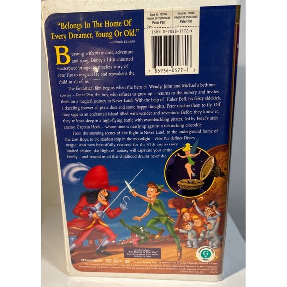 Walt Disney Peter Pan VHS 45th Anniversary Limited Edition - Picture 3 of 6